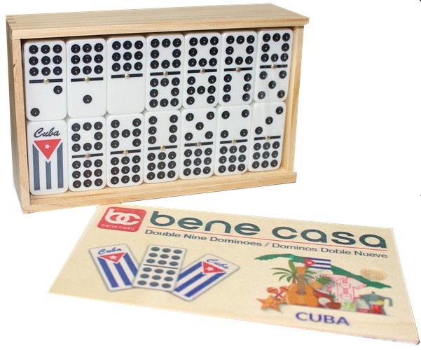 Nice Double Nine Domino Set With Cuban Flag